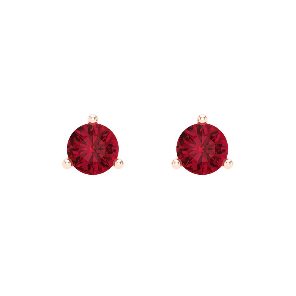 1 ctw Ruby Studs Earrings | 5mm Round Cut White Gold Screw back | July Birthstone