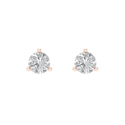 1 ctw White Sapphire Studs Earrings | 5mm Round Cut White Gold Screw back | April Birthstone