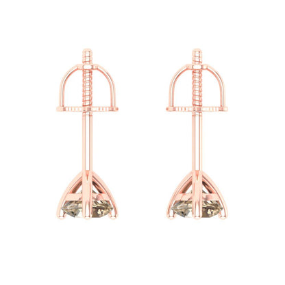 1 ctw Yellow Moissanite Studs Earrings | 5mm Round Cut White Gold Screw back | April Birthstone