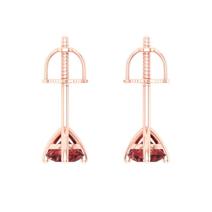 1 ctw Garnet Studs Earrings | 5mm Round Cut White Gold Screw back | January Birthstone