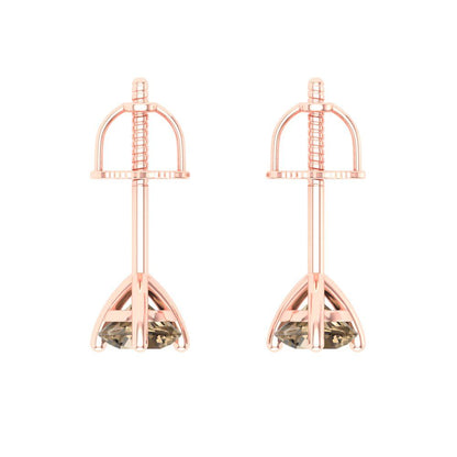 1 ctw Champagne Studs Earrings | 5mm Round Cut White Gold Screw back | April Birthstone