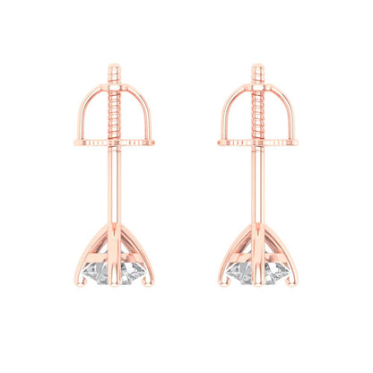 1 ctw Moissanite Studs Earrings | 5mm Round Cut White Gold Screw back | April Birthstone
