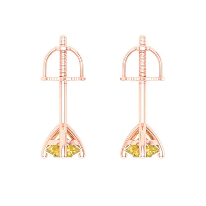 1 ctw Citrine Studs Earrings | 5mm Round Cut White Gold Screw back | November Birthstone