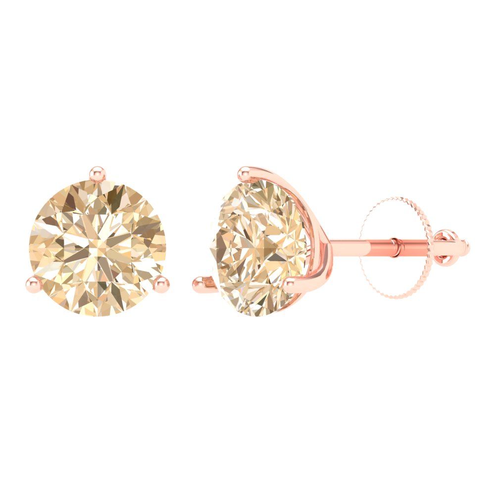 4 ctw Morganite Studs Earrings | 8.0mm Round Cut White Gold Screw back | February Birthstone