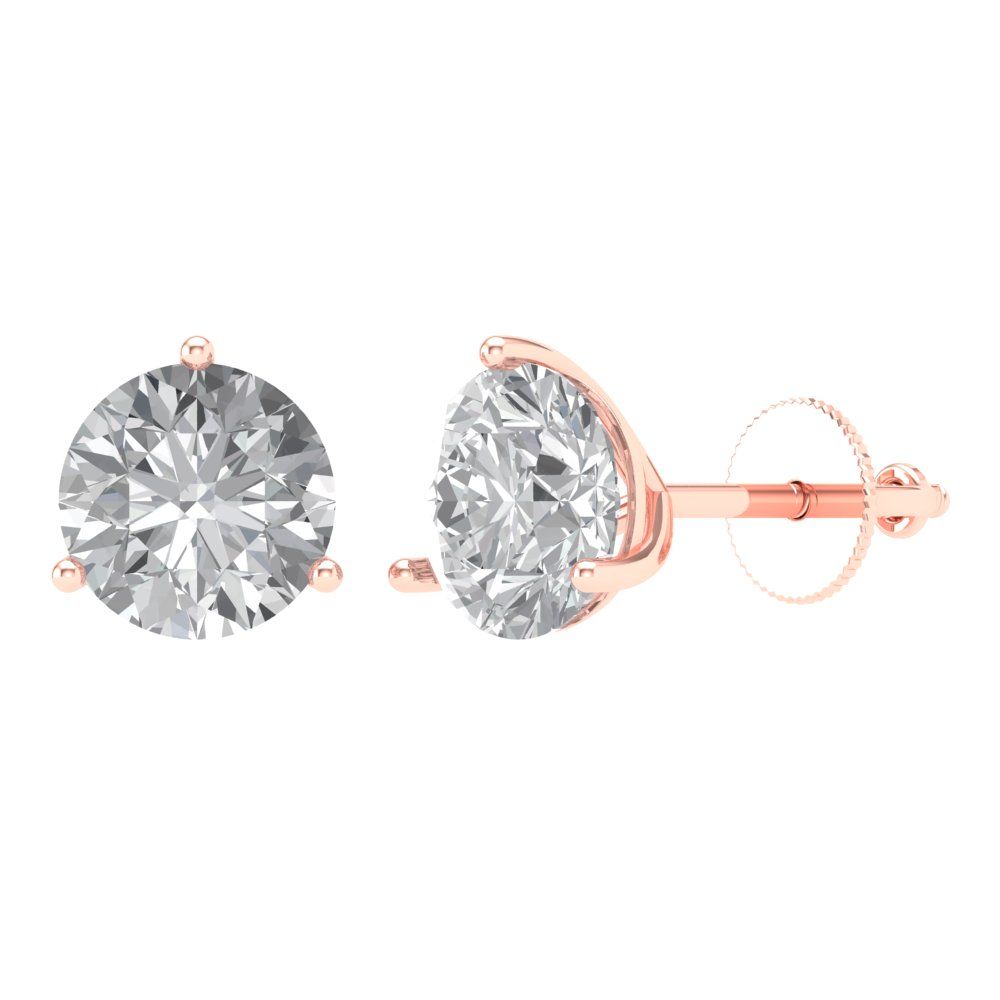 4 ctw Moissanite Studs Earrings | 8.0mm Round Cut White Gold Screw back | April Birthstone