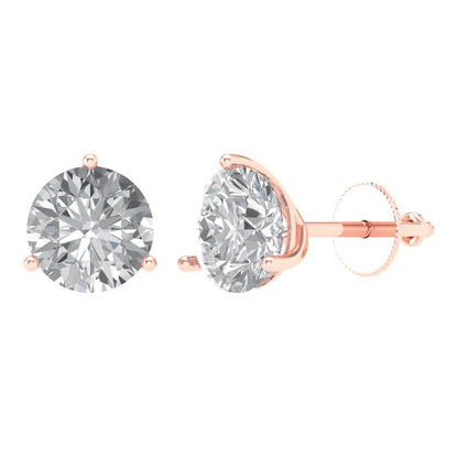 4 ctw Moissanite Studs Earrings | 8.0mm Round Cut White Gold Screw back | April Birthstone