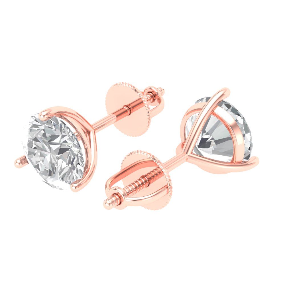 4 ctw Moissanite Studs Earrings | 8.0mm Round Cut White Gold Screw back | April Birthstone