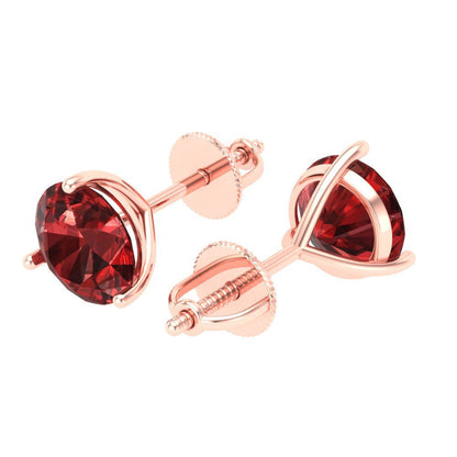 4 ctw Garnet Studs Earrings | 8.0mm Round Cut White Gold Screw back | January Birthstone
