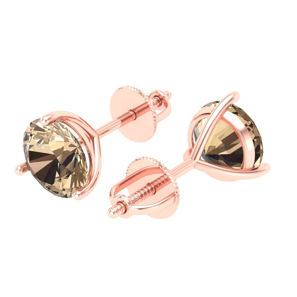 4 ctw Yellow Moissanite Studs Earrings | 8.0mm Round Cut White Gold Screw back | April Birthstone