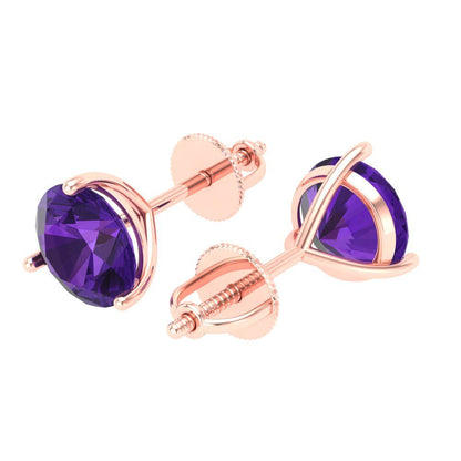 4cttw Amethyst Gold-Plated 925 Silver Screw Back Stud Earrings
