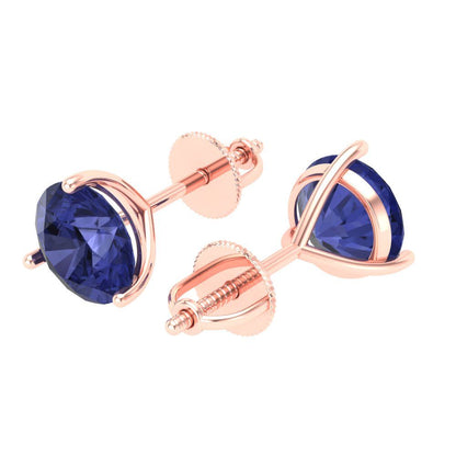 4 ctw Tanzanite Studs Earrings | 8.0mm Round Cut White Gold Screw back | December Birthstone