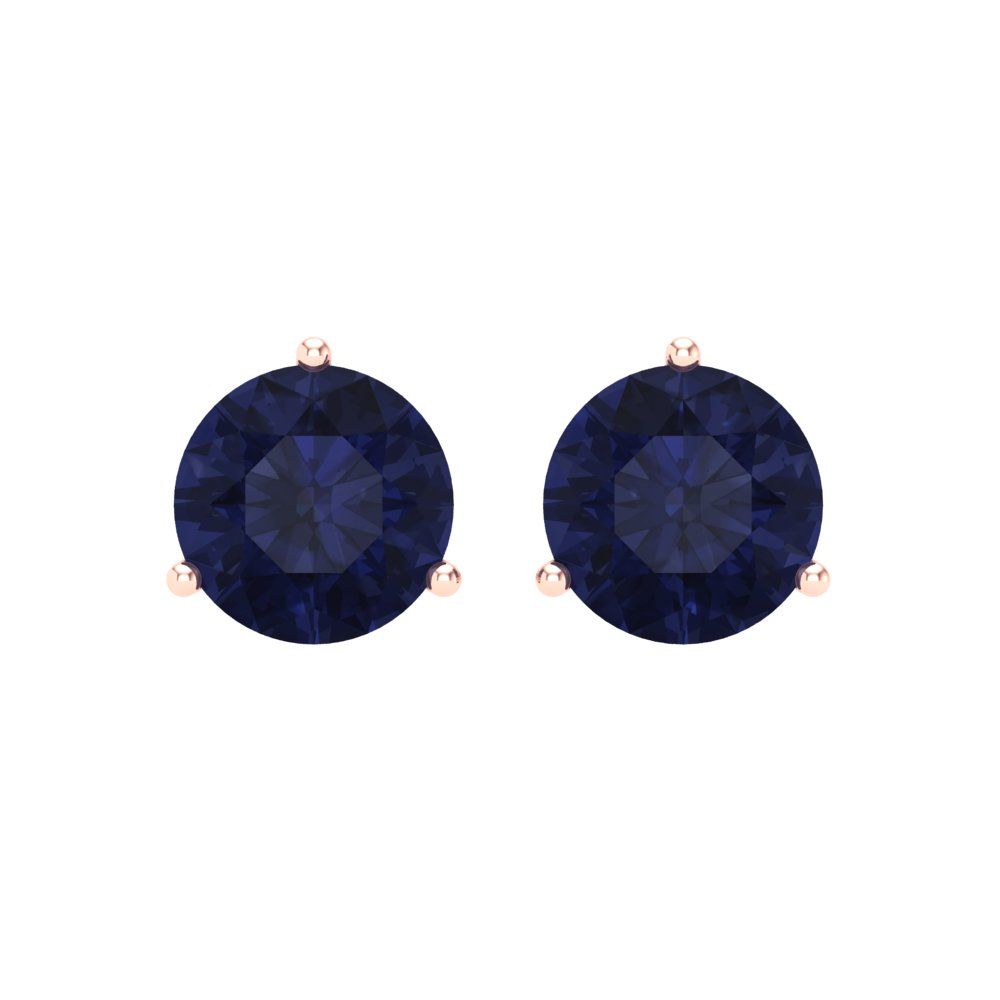 4 ctw Blue Sapphire Studs Earrings | 8.0mm Round Cut White Gold Screw back | September Birthstone