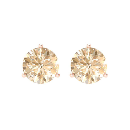 4 ctw Morganite Studs Earrings | 8.0mm Round Cut White Gold Screw back | February Birthstone