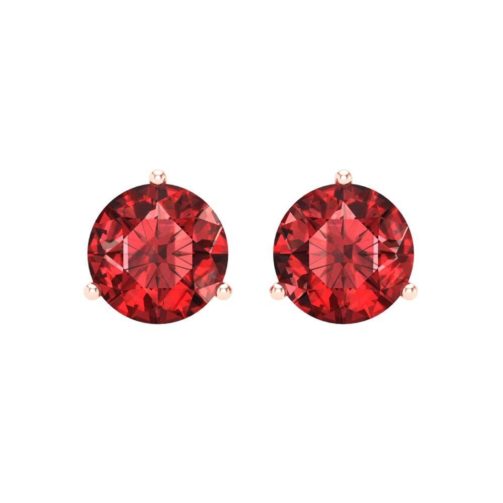 4 ctw Garnet Studs Earrings | 8.0mm Round Cut White Gold Screw back | January Birthstone