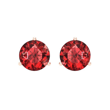 4 ctw Garnet Studs Earrings | 8.0mm Round Cut White Gold Screw back | January Birthstone