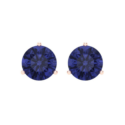 4 ctw Tanzanite Studs Earrings | 8.0mm Round Cut White Gold Screw back | December Birthstone
