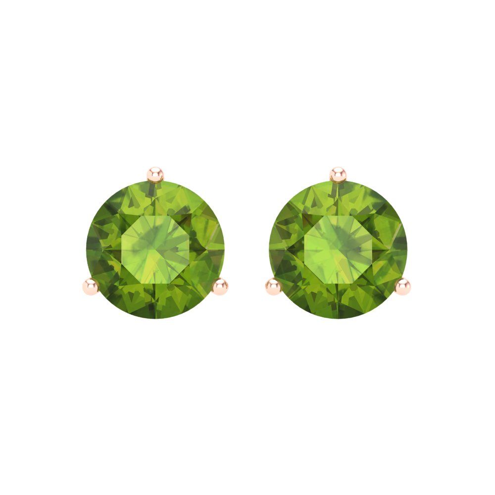 4 ctw Peridot Studs Earrings | 8.0mm Round Cut White Gold Screw back | August Birthstone