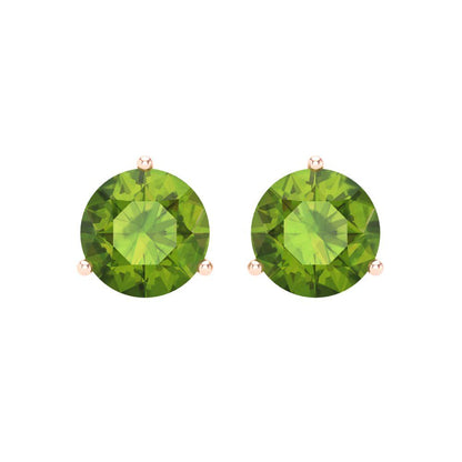 4 ctw Peridot Studs Earrings | 8.0mm Round Cut White Gold Screw back | August Birthstone