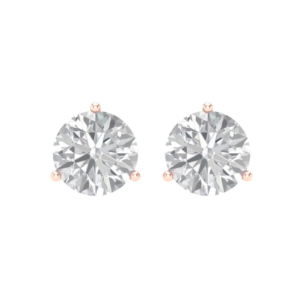4 ctw Zirconia Diamond Studs Earrings | 8.0mm Round Cut White Gold Screw back | April Birthstone