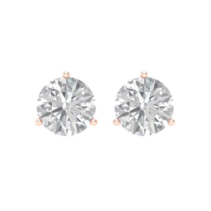 4 ctw Zirconia Diamond Studs Earrings | 8.0mm Round Cut White Gold Screw back | April Birthstone