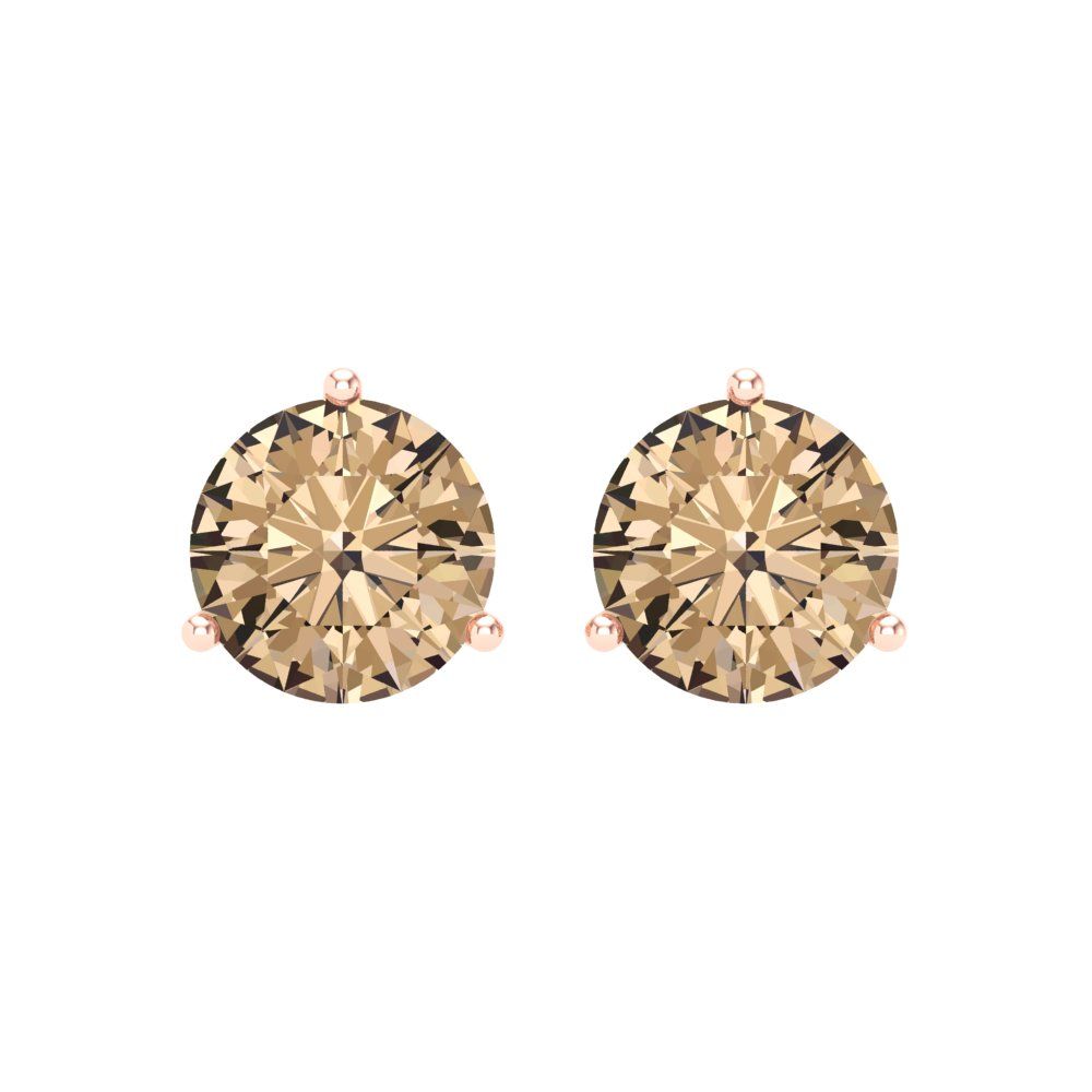 4 ctw Yellow Moissanite Studs Earrings | 8.0mm Round Cut White Gold Screw back | April Birthstone