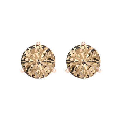 4 ctw Yellow Moissanite Studs Earrings | 8.0mm Round Cut White Gold Screw back | April Birthstone