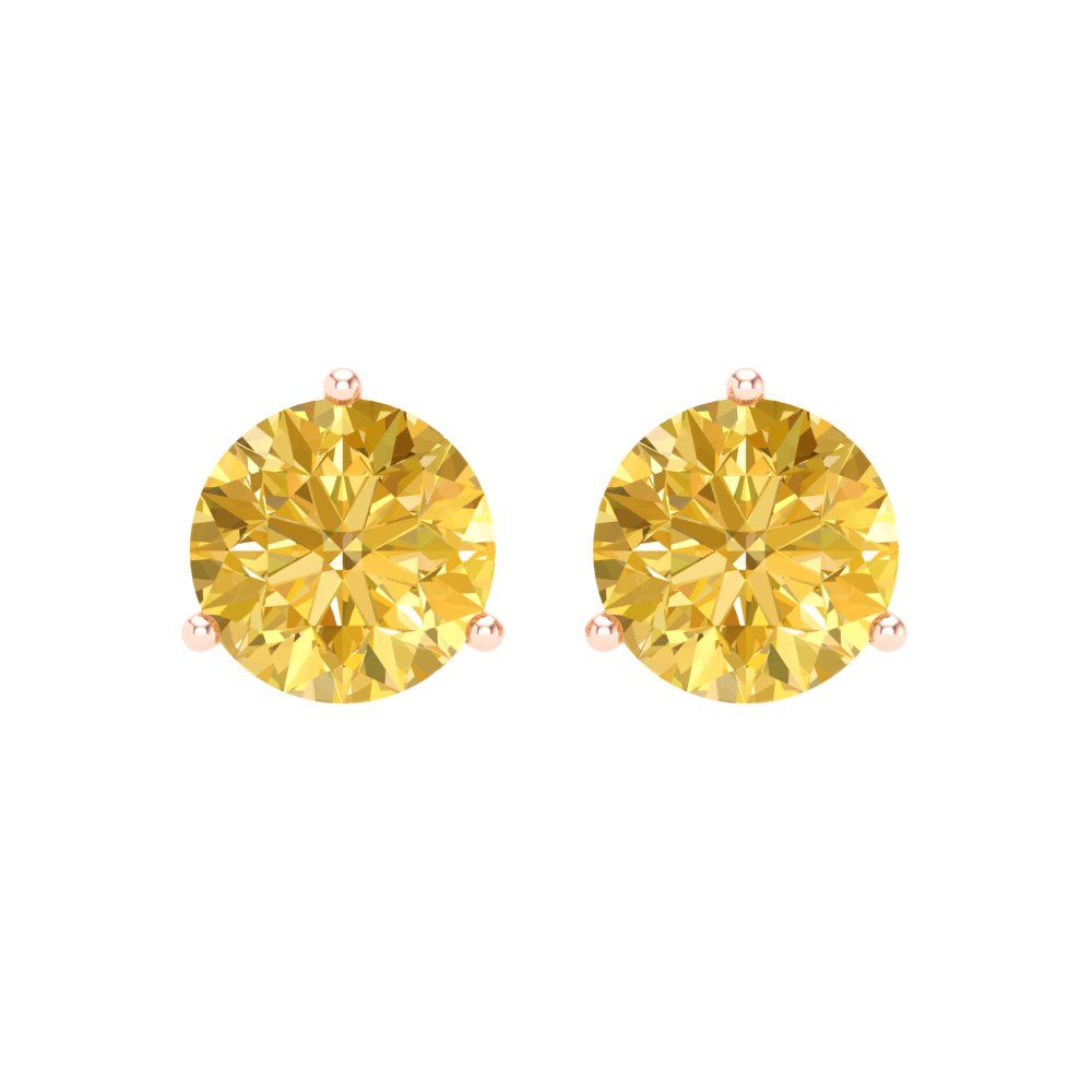 4 ctw Citrine Studs Earrings | 8.0mm Round Cut White Gold Screw back | November Birthstone