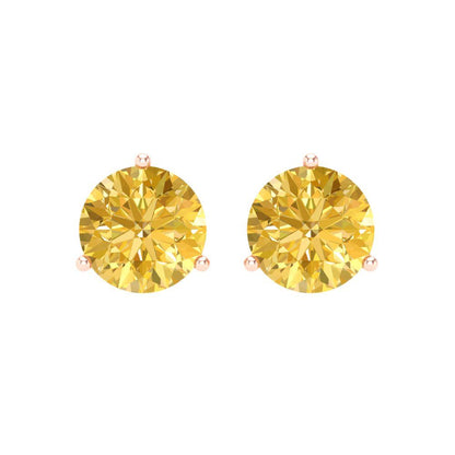 4 ctw Citrine Studs Earrings | 8.0mm Round Cut White Gold Screw back | November Birthstone