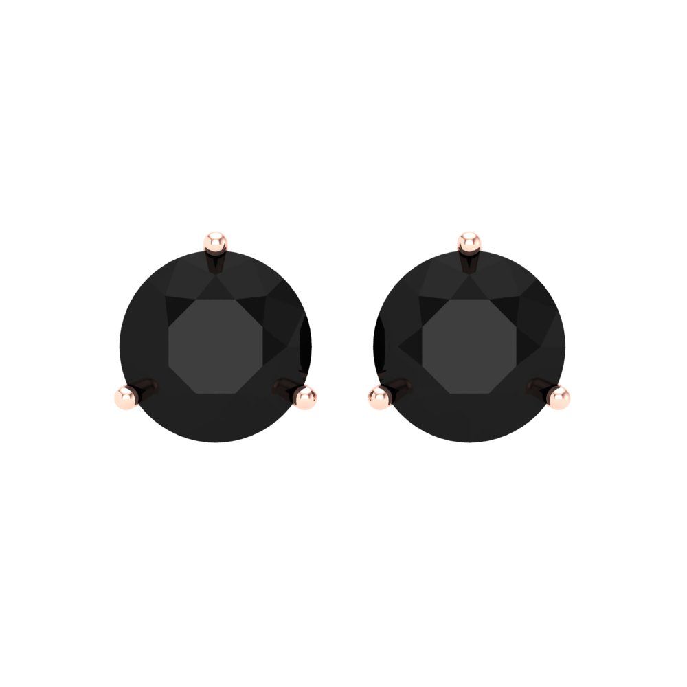 4 ctw Onyx Studs Earrings | 8.0mm Round Cut White Gold Screw back | July Birthstone