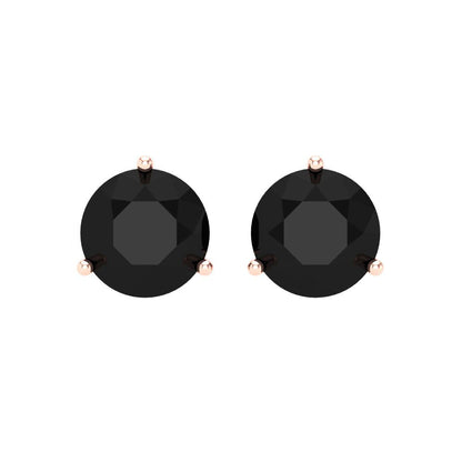 4 ctw Onyx Studs Earrings | 8.0mm Round Cut White Gold Screw back | July Birthstone