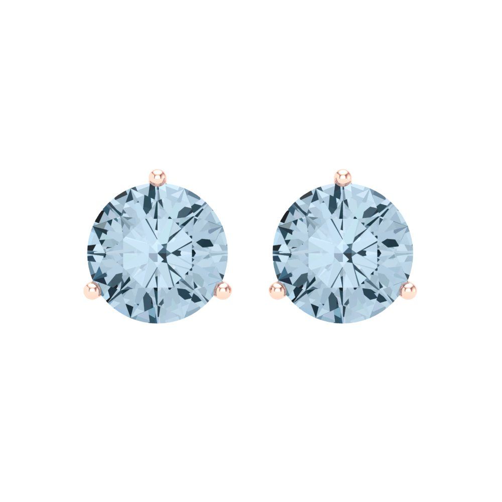 4 ctw Swiss Blue Topaz Studs Earrings | 8.0mm Round Cut White Gold Screw back | December Birthstone