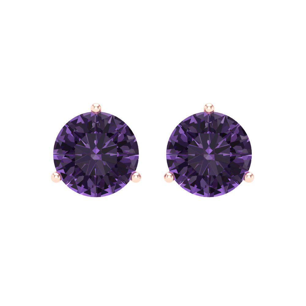 4 ctw Alexandrite Studs Earrings | 8.0mm Round Cut White Gold Screw back | June Birthstone