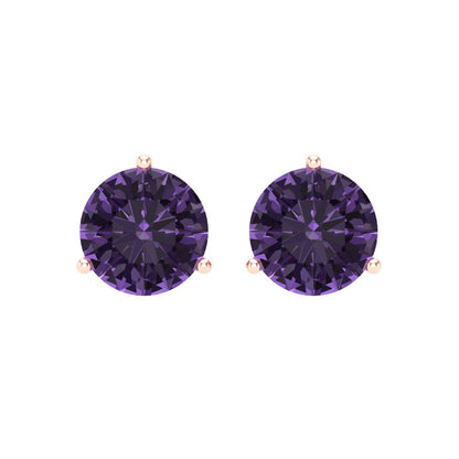 4 ctw Alexandrite Studs Earrings | 8.0mm Round Cut White Gold Screw back | June Birthstone