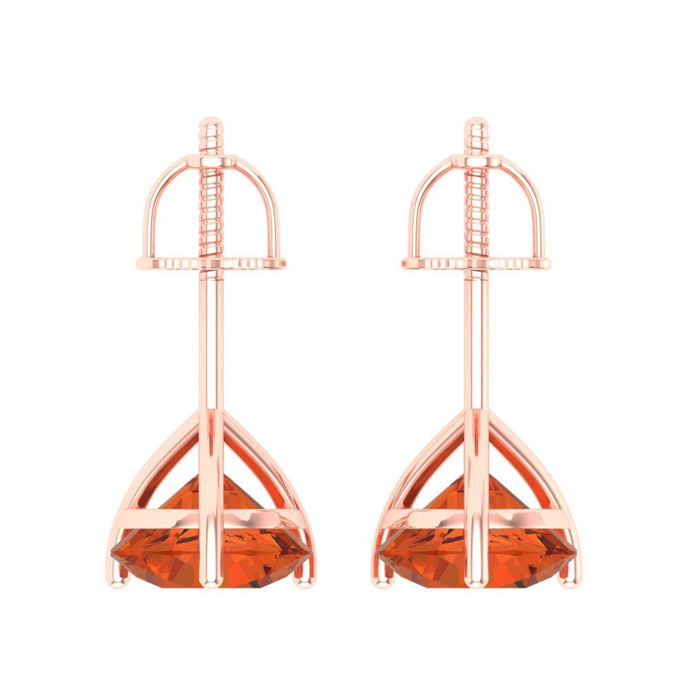 4 ctw Red Zirconia Studs Earrings | 8.0mm Round Cut White Gold Screw back | April Birthstone