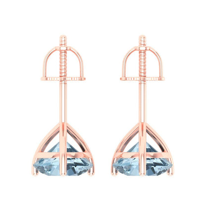 4cttw Aquamarine Gold-Plated 925 Silver Screw Back Stud Earrings