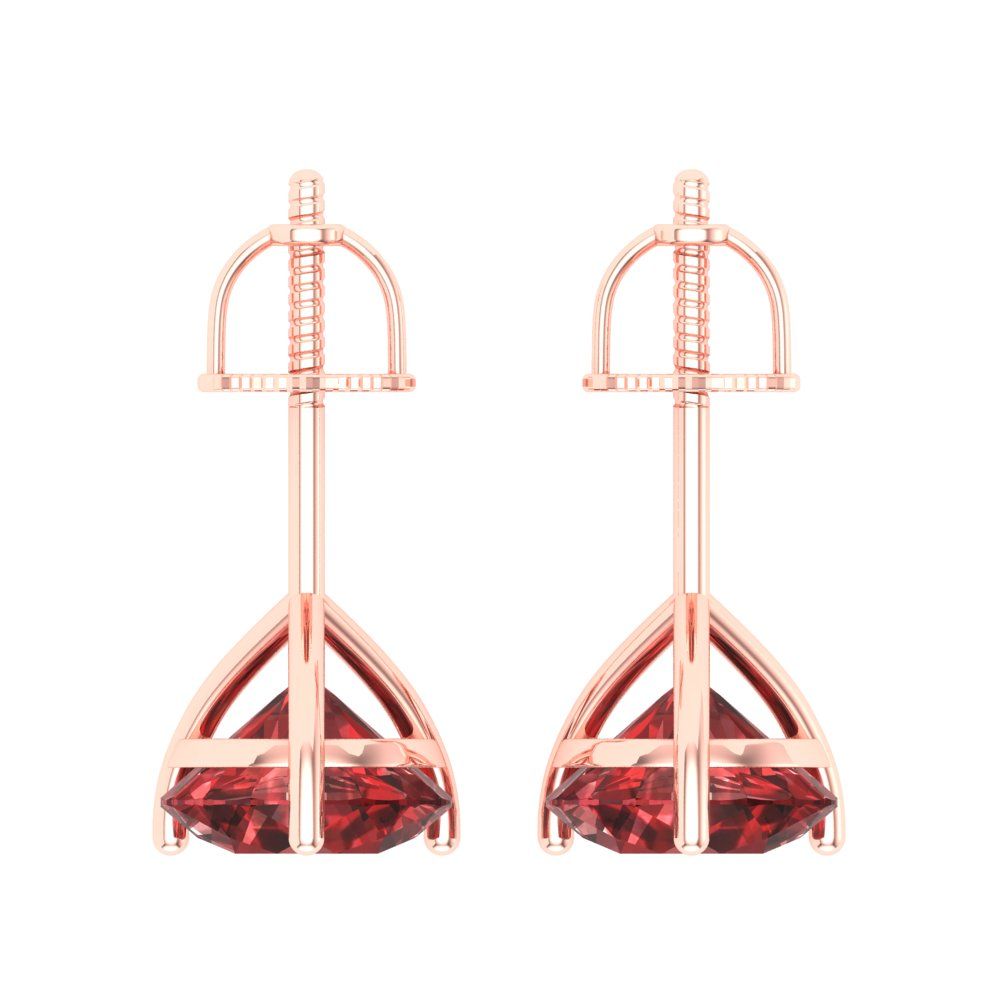 4 ctw Garnet Studs Earrings | 8.0mm Round Cut White Gold Screw back | January Birthstone