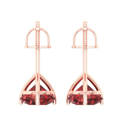 4 ctw Garnet Studs Earrings | 8.0mm Round Cut White Gold Screw back | January Birthstone