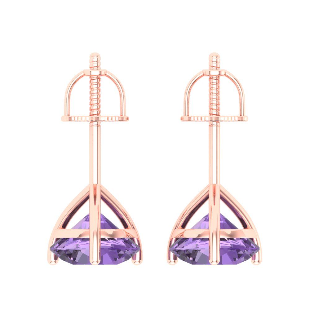 4cttw Alexandrite Gold-Plated 925 Silver Screw Back Stud Earrings