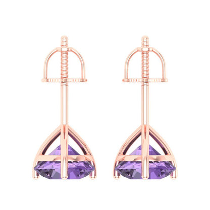 4cttw Alexandrite Gold-Plated 925 Silver Screw Back Stud Earrings