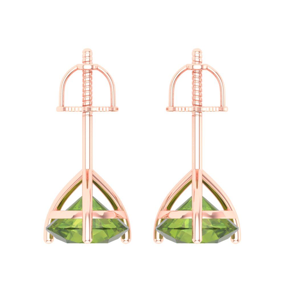 4 ctw Peridot Studs Earrings | 8.0mm Round Cut White Gold Screw back | August Birthstone