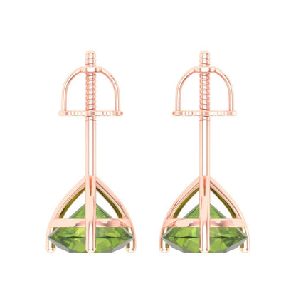 4 ctw Peridot Studs Earrings | 8.0mm Round Cut White Gold Screw back | August Birthstone