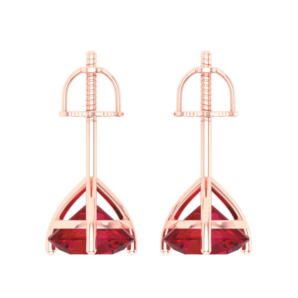 4 ctw Pink Tourmaline Studs Earrings | 8.0mm Round Cut White Gold Screw back | April Birthstone