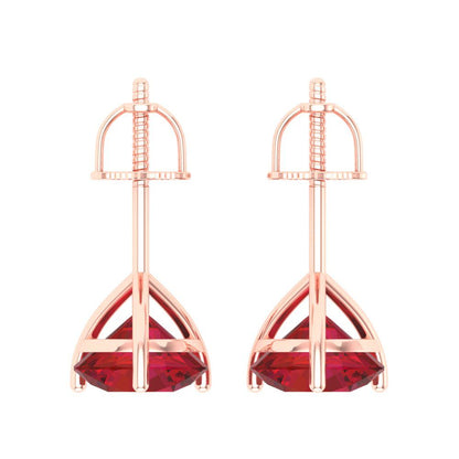 4 ctw Pink Tourmaline Studs Earrings | 8.0mm Round Cut White Gold Screw back | April Birthstone