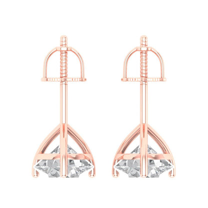 4 ctw Zirconia Diamond Studs Earrings | 8.0mm Round Cut White Gold Screw back | April Birthstone