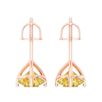 4 ctw Citrine Studs Earrings | 8.0mm Round Cut White Gold Screw back | November Birthstone