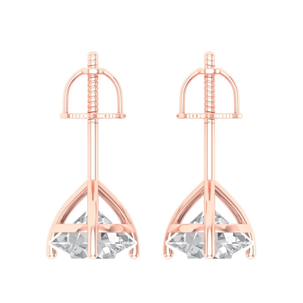 4 ctw Moissanite Studs Earrings | 8.0mm Round Cut White Gold Screw back | April Birthstone