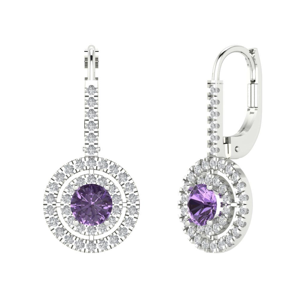 1.35cttw Alexandrite Gold-Plated 925 Silver Lever Back Drop Dangle Earrings