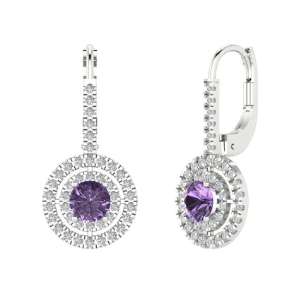 1.35cttw Alexandrite Gold-Plated 925 Silver Lever Back Drop Dangle Earrings