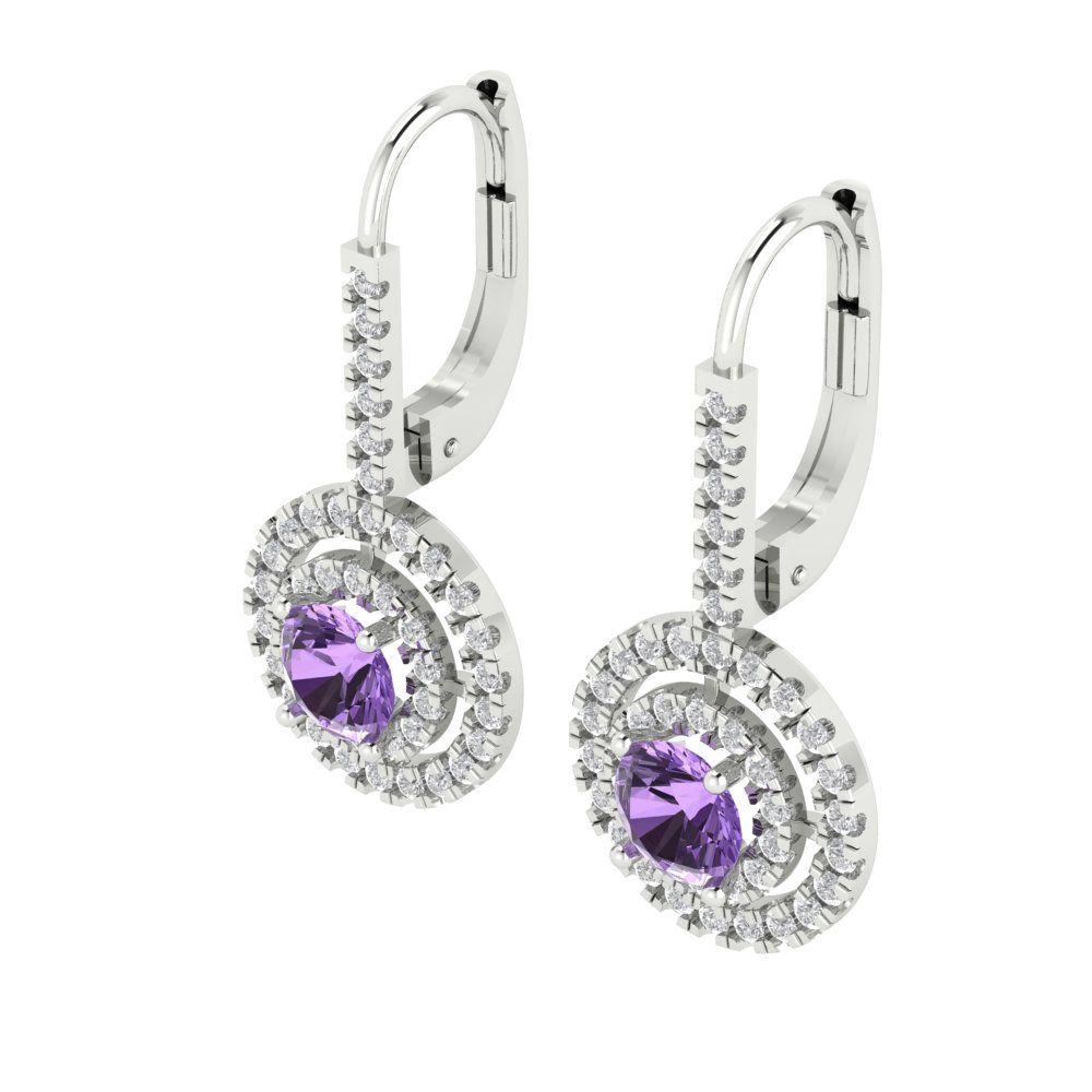 1.35cttw Alexandrite Gold-Plated 925 Silver Lever Back Drop Dangle Earrings