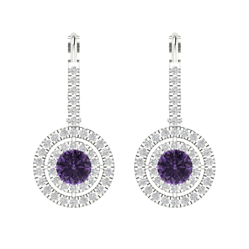 1.35cttw Alexandrite Gold-Plated 925 Silver Lever Back Drop Dangle Earrings